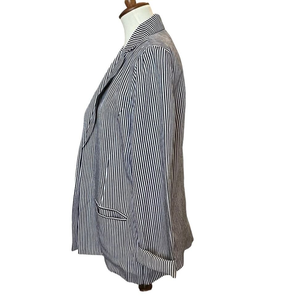 Cupcakes and Cashmere Dove Blazer Boyfriend Striped Oversized Medium Linen Blend - Picture 7 of 14